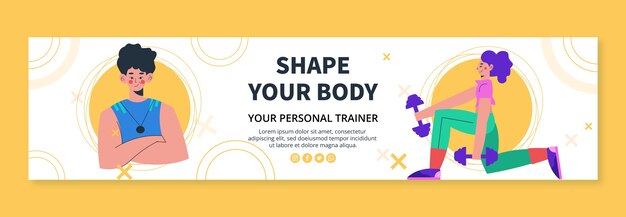 Flat design personal trainer twitch banner