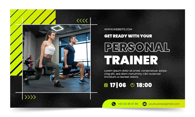 Vettore gratuito webinar di personal trainer dal design piatto