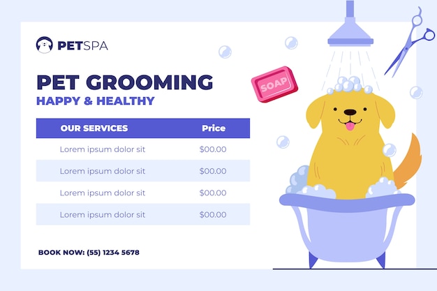 Flat design pet grooming template