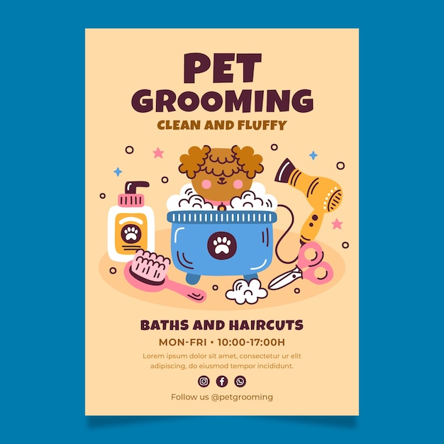 Flat design pet grooming template