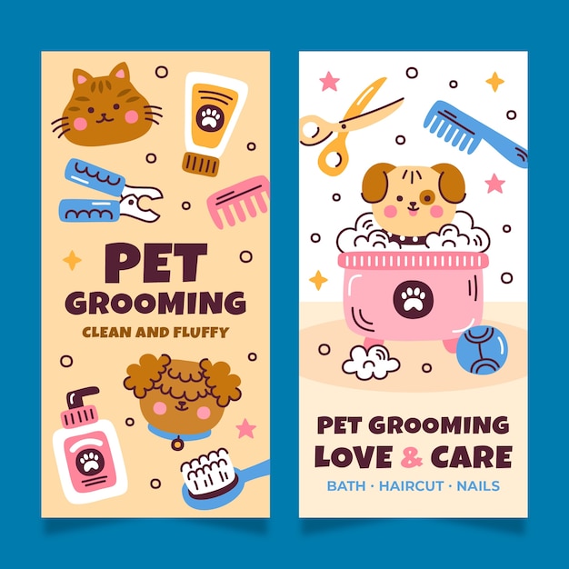 Flat design pet grooming template