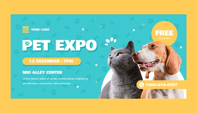 Free vector flat design pet shop sale banner template