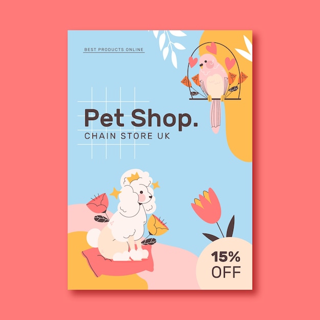 Free vector flat design pet shop template