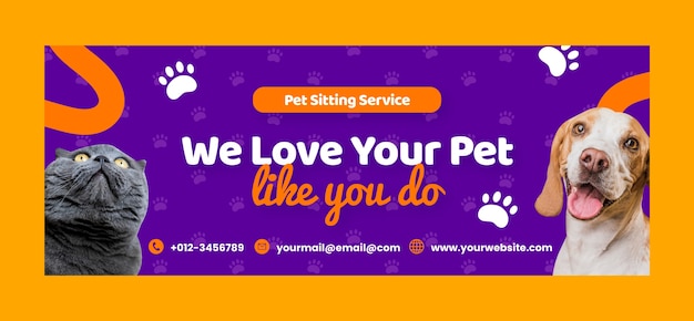 Free vector flat design pet sitting facebook cover