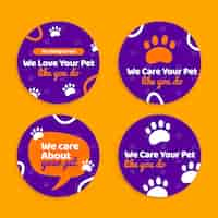 Free vector flat design pet sitting labels