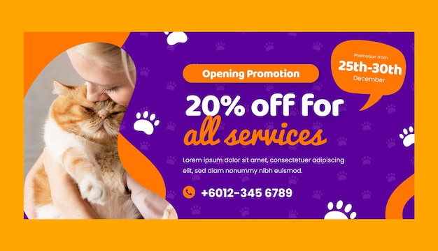 Flat design pet sitting sale banner