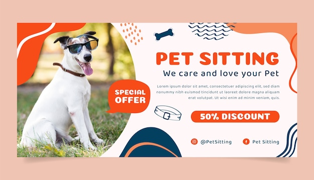 Free vector flat design pet sitting sale banner