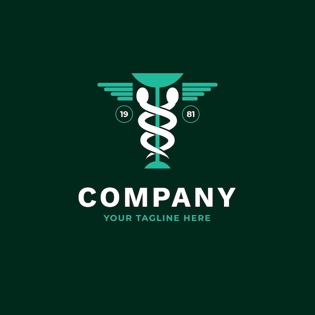 Vettore gratuito modello di logo farmacia design piatto