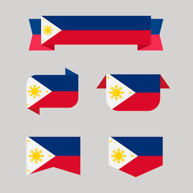 Flat design philippine flag set