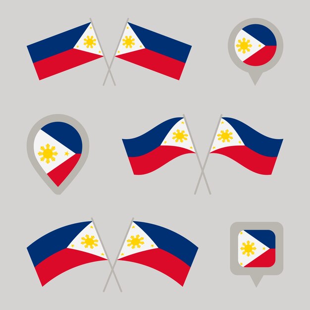 Flat design philippine flag set