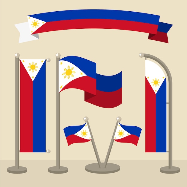 Vettore gratuito bandiera delle filippine dal design piatto