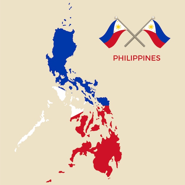 Филиппинская карта плоского дизайна