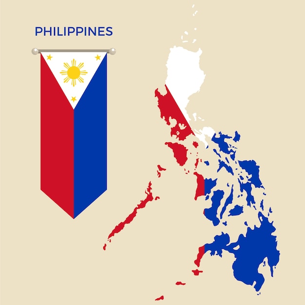 Филиппинская карта плоского дизайна
