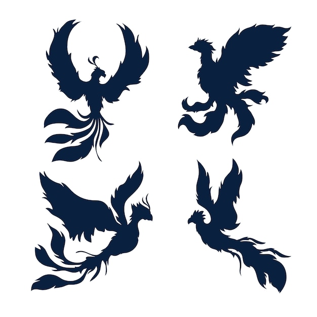 Flat design phoenix  silhouette