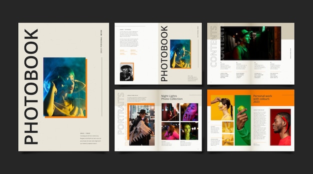 Vettore gratuito modello di fotolibro dal design piatto