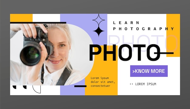 Flat design photography banner template