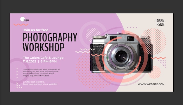 Flat design photography horizontal banner