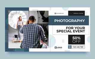 Vettore gratuito modello di facebook per studio fotografico di design piatto