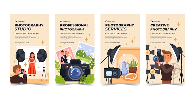 Flat design photography studio instagram stories