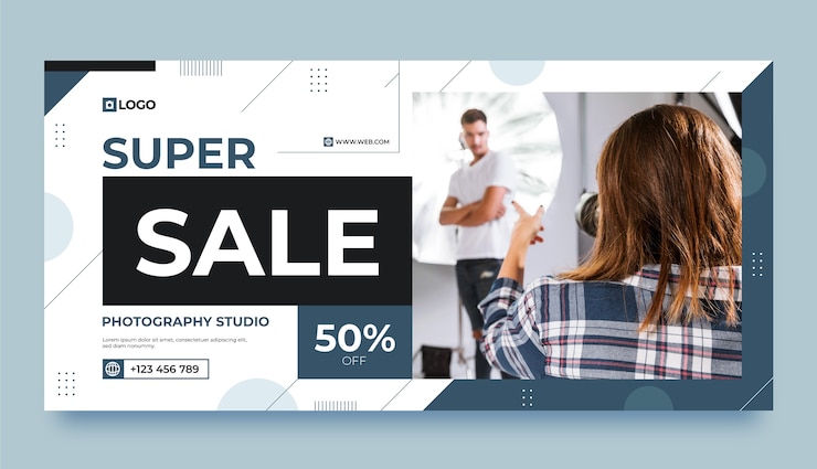 Free Vector flat design photography studio sale banner