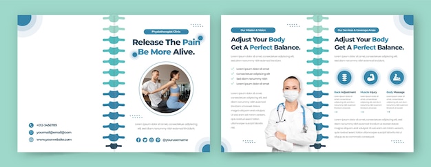 Flat design physiotherapist help brochure