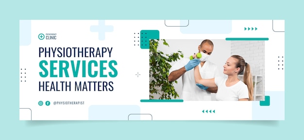 Free vector flat design physiotherapist help facebook cover