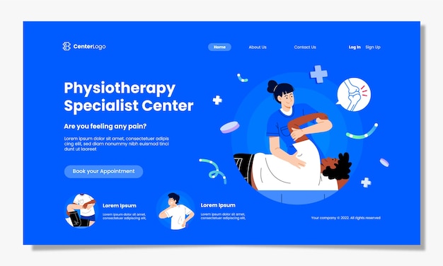 Free vector flat design physiotherapist landing page
