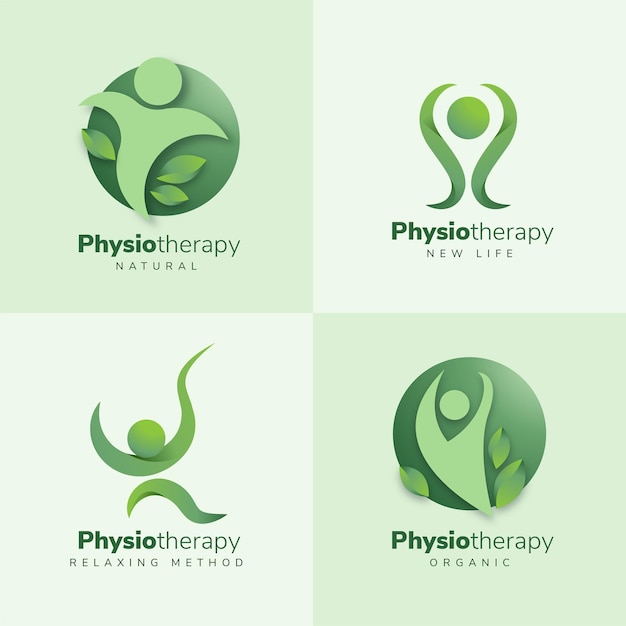 Flat design physiotherapy logo collection