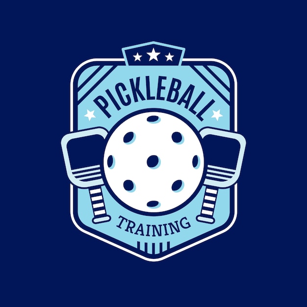 Vettore gratuito logo vintage pickleball design piatto