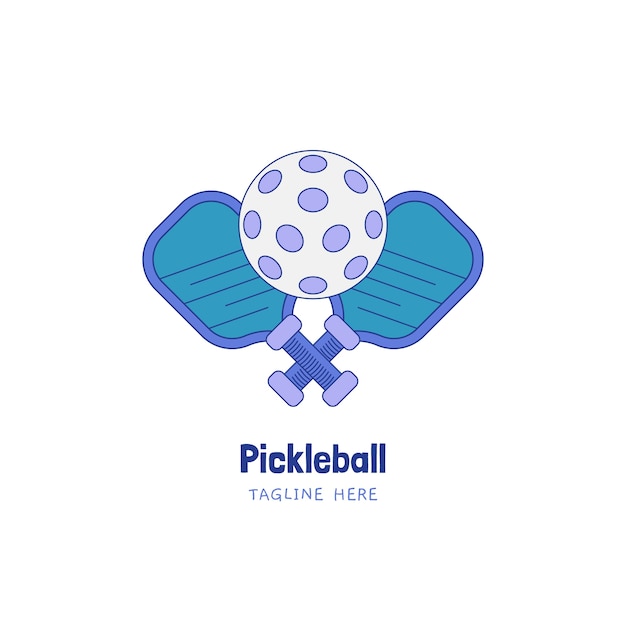 Vettore gratuito logo vintage pickleball design piatto