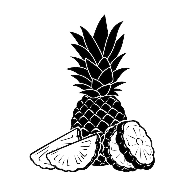 Flat design pineapple  silhouette