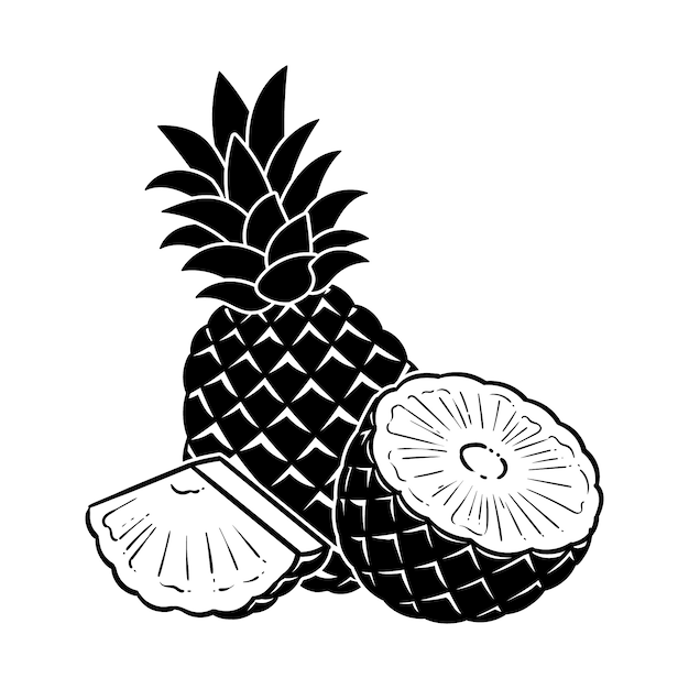 Vettore gratuito silhouette di ananas dal design piatto