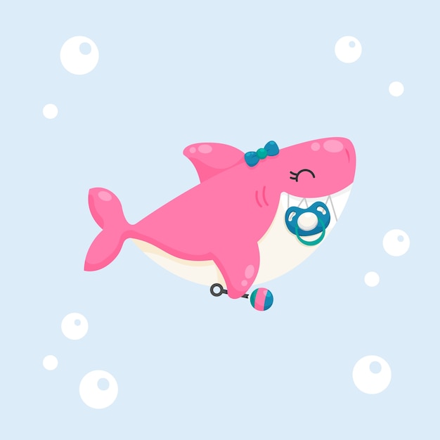 Free vector flat design pink baby shark