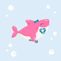 Free vector flat design pink baby shark