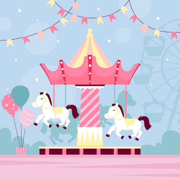 Flat design pink circus illustration design