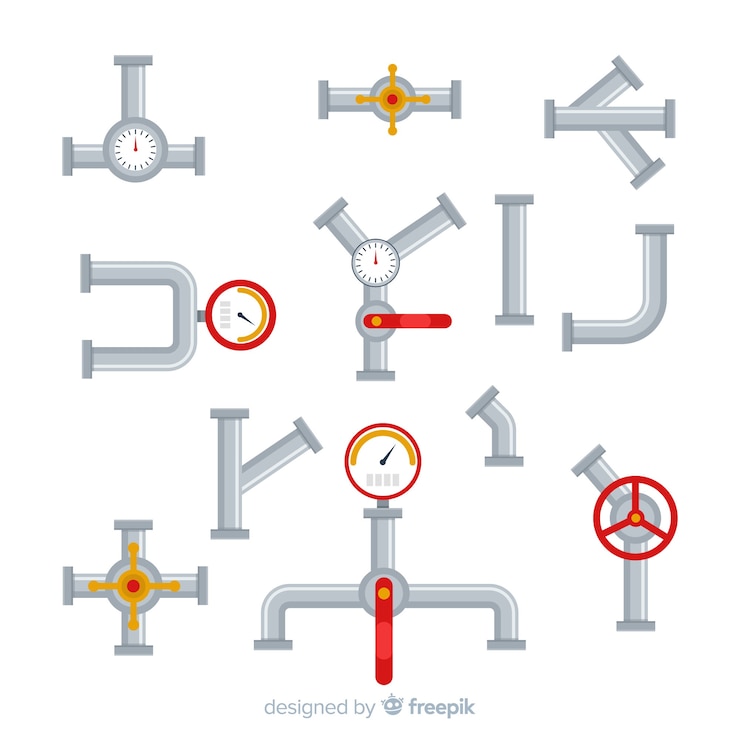 Free Vector flat design pipes with gauges collection