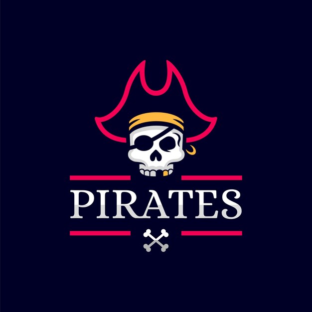 Flat design pirate logo
