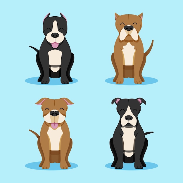 Free vector flat design pitbull collection