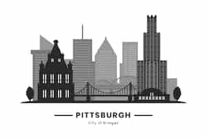 Free vector flat design pittsburgh silhouette