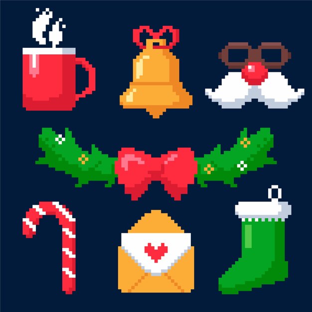 Flat Design Pixel Art Christmas