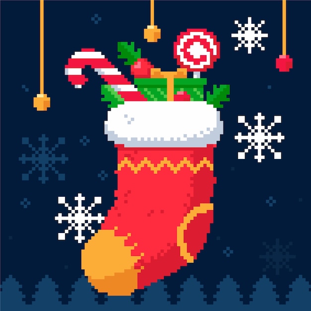 Flat Design Pixel Art Christmas
