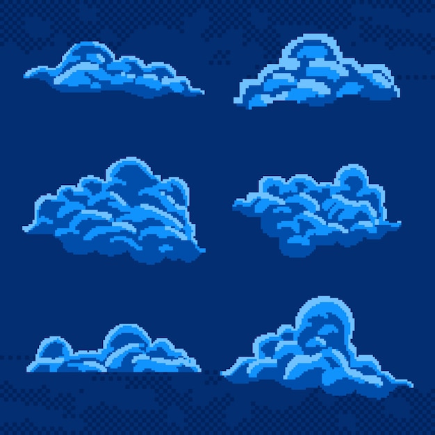 Free vector flat design pixel art cloud illustration