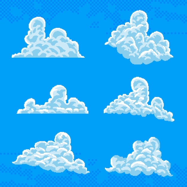 Бесплатное векторное изображение Иллюстрация облака пиксельной графики в плоском дизайне