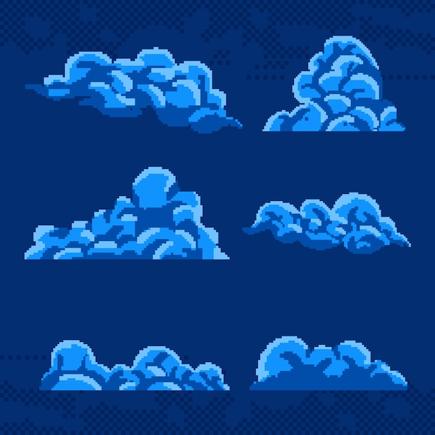 Free vector flat design pixel art cloud illustration