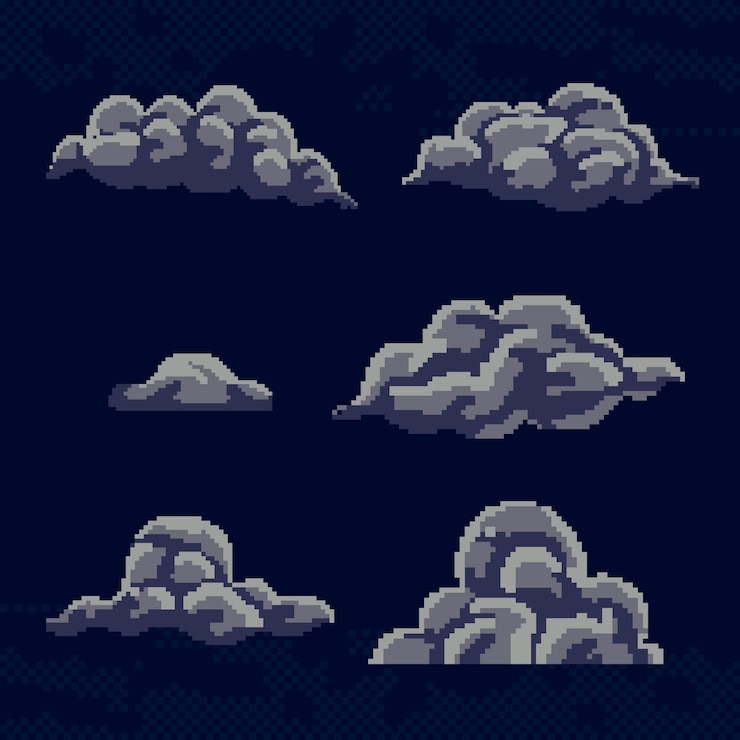 Free Vector flat design pixel art cloud illustration