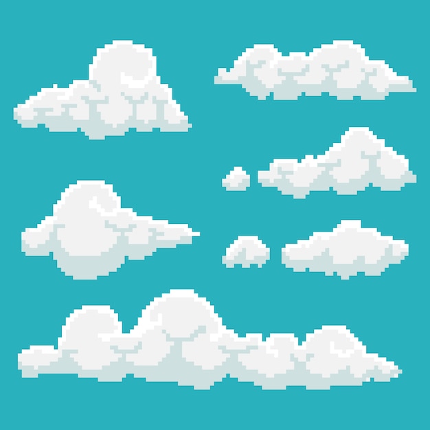 Free vector flat design pixel art cloud illustration