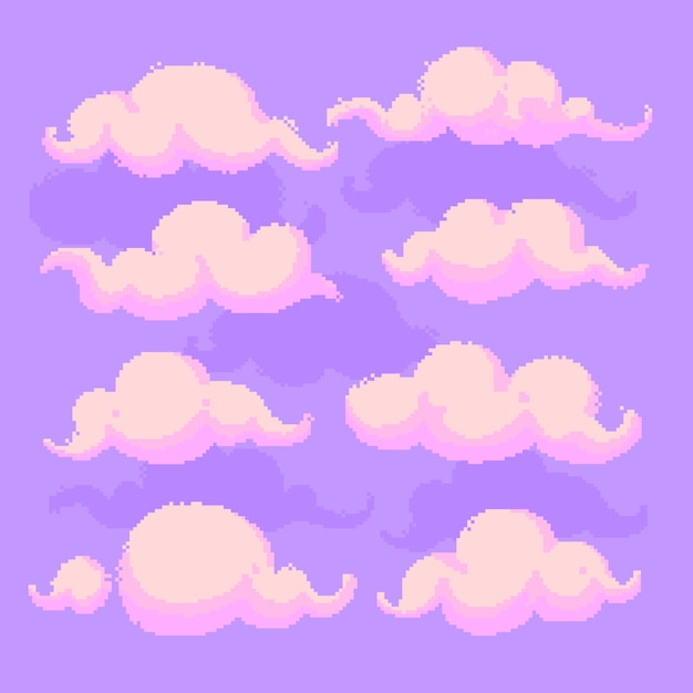 Flat design pixel art cloud illustration