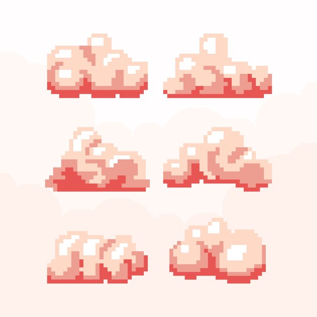 Flat design pixel art cloud illustration