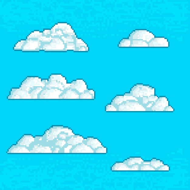 Flat design pixel art cloud illustration