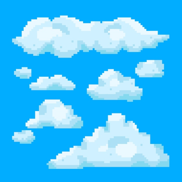 Free vector flat design pixel art cloud illustration